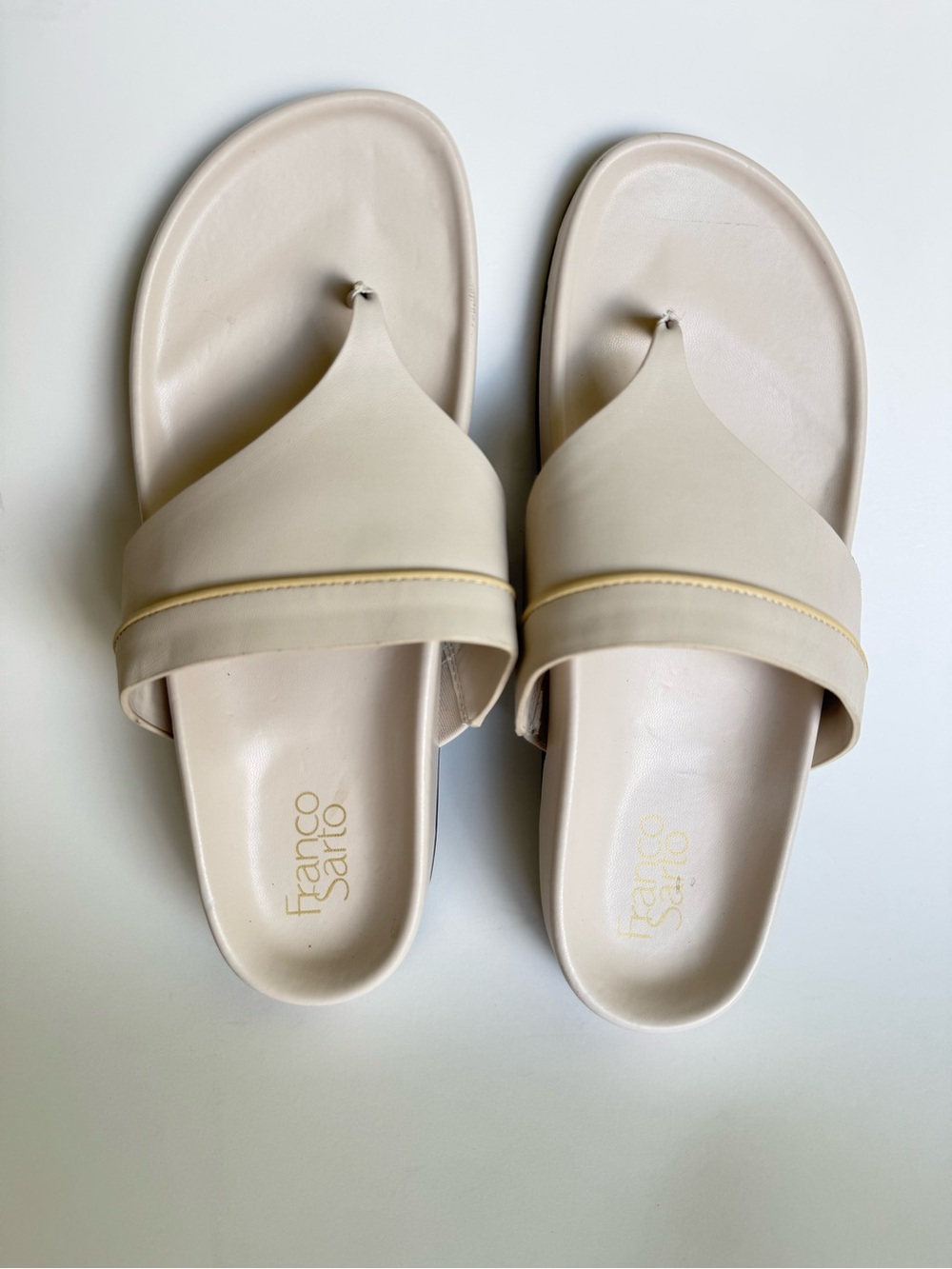 Franco Sarto Cream Toe-Post Slide Sandals
